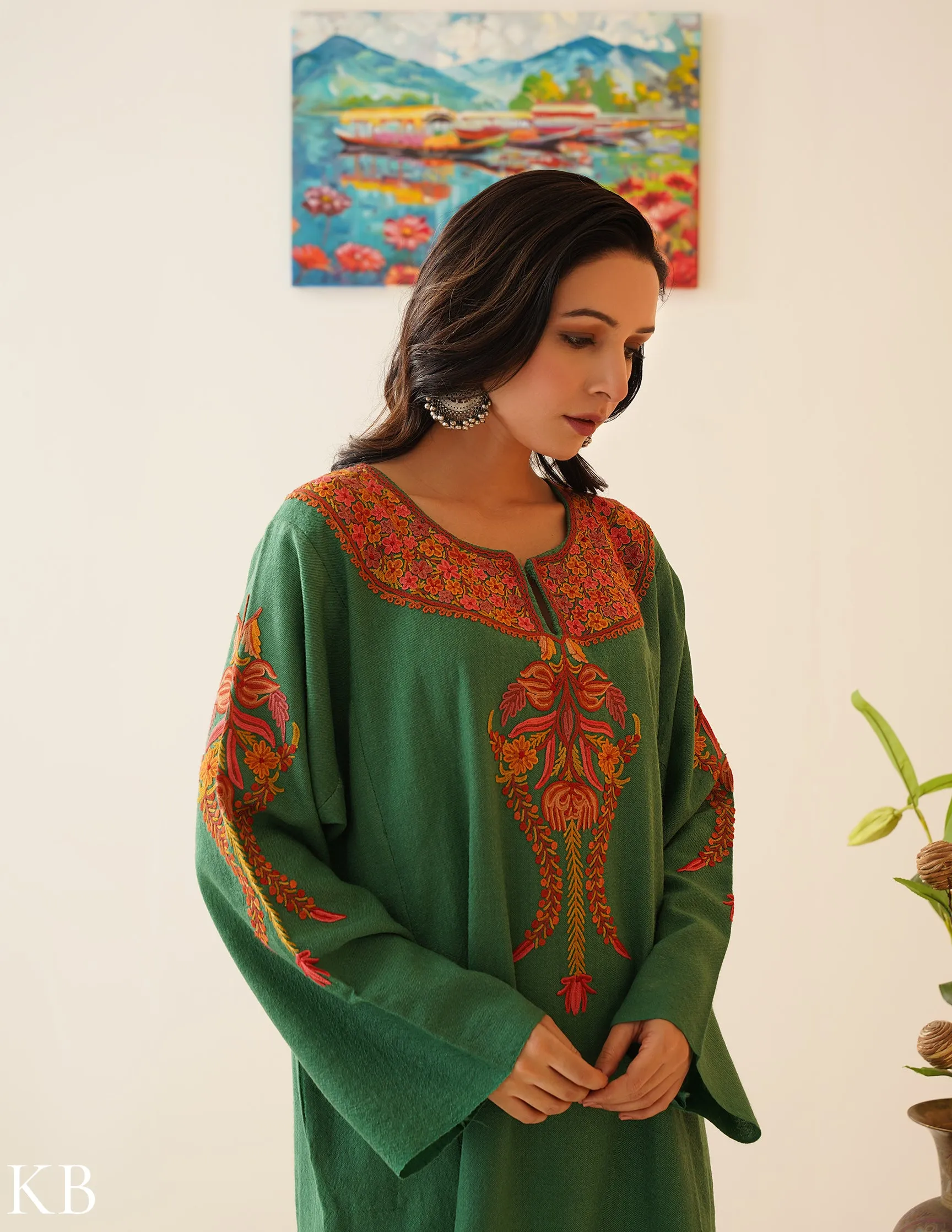 Rang-e-Khizan Elite Luxe Mineral Green Hand-Aari Phiran