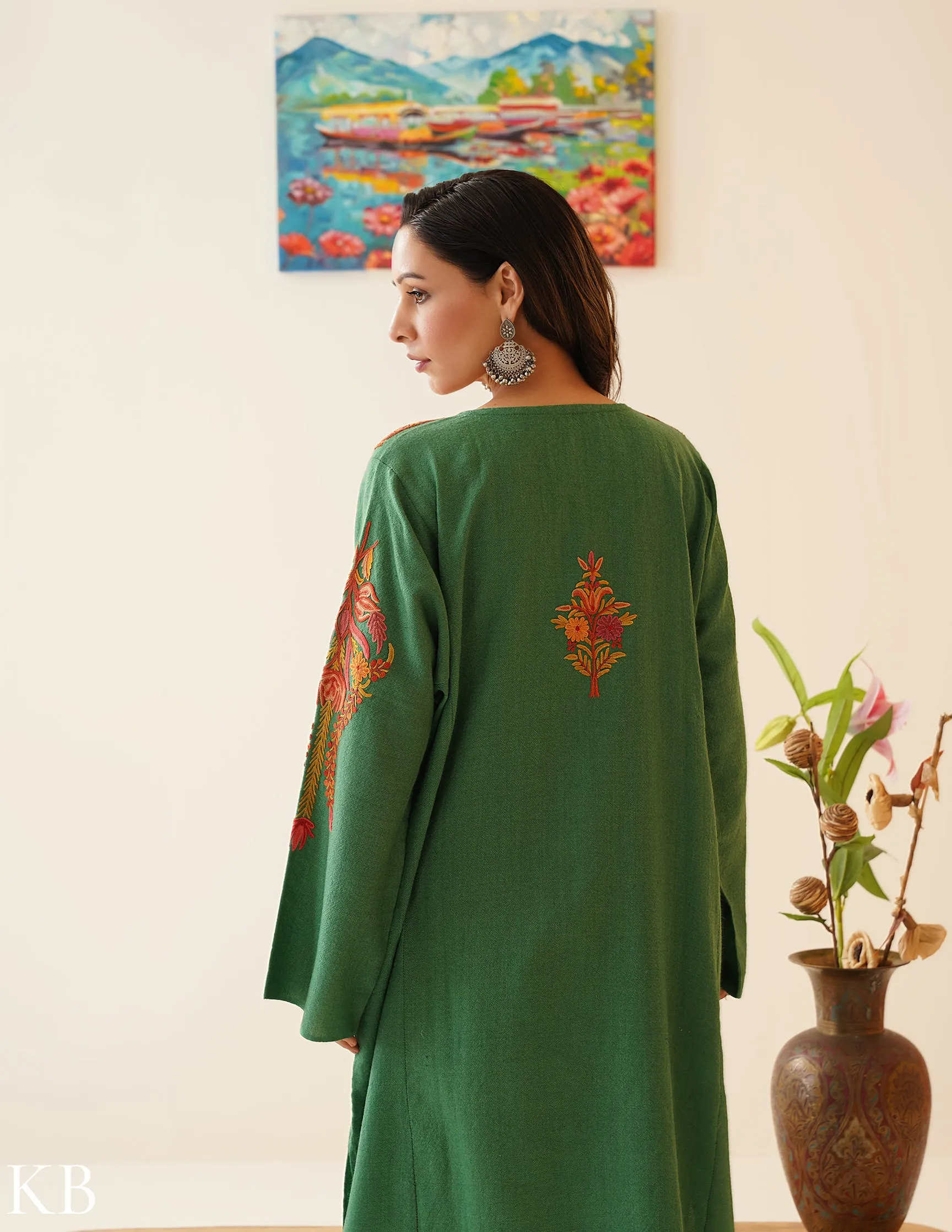 Rang-e-Khizan Elite Luxe Mineral Green Hand-Aari Phiran