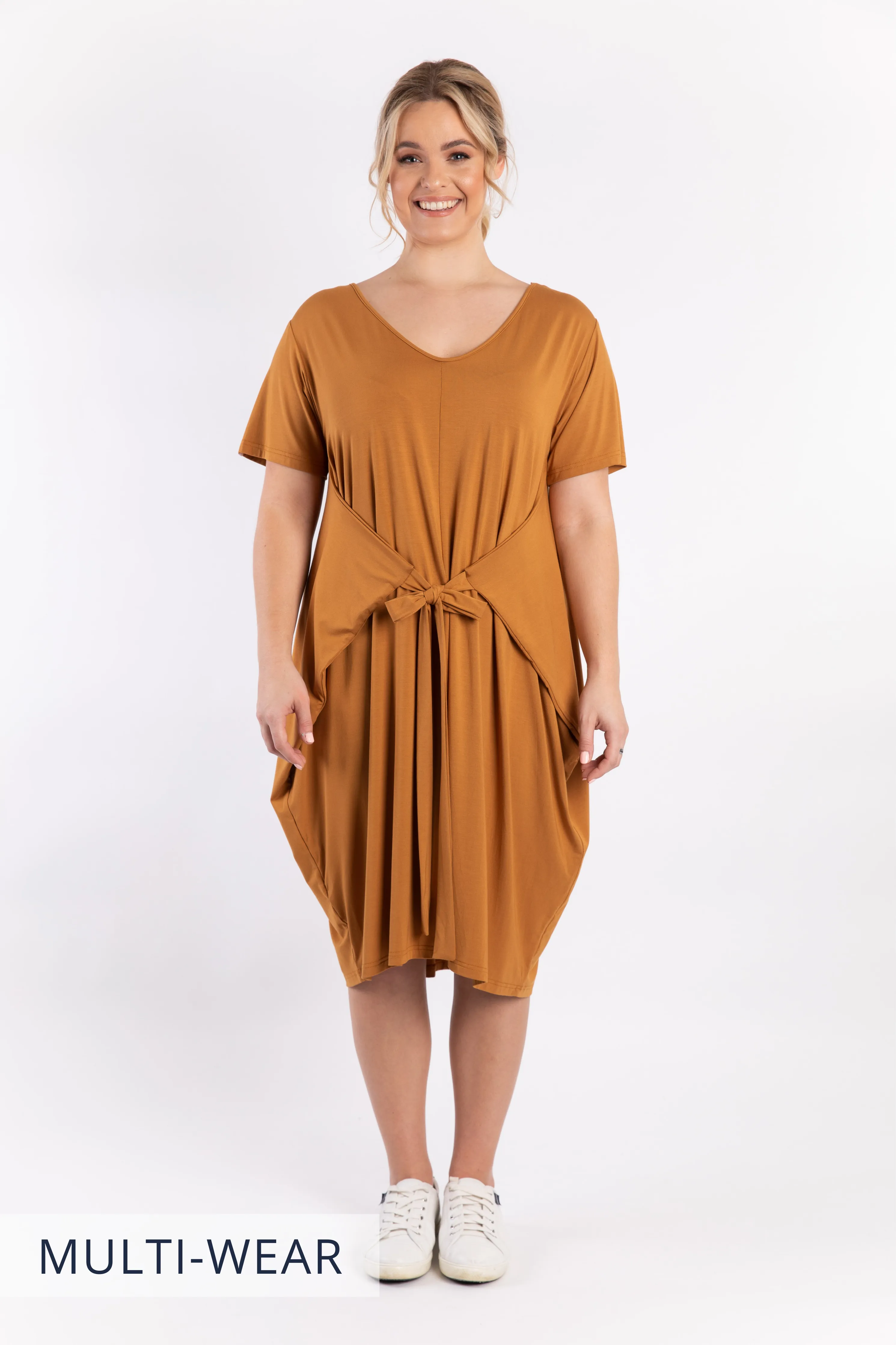 Short Sleeve Tidal Midi Dress | Outback Sand | FINAL SALE