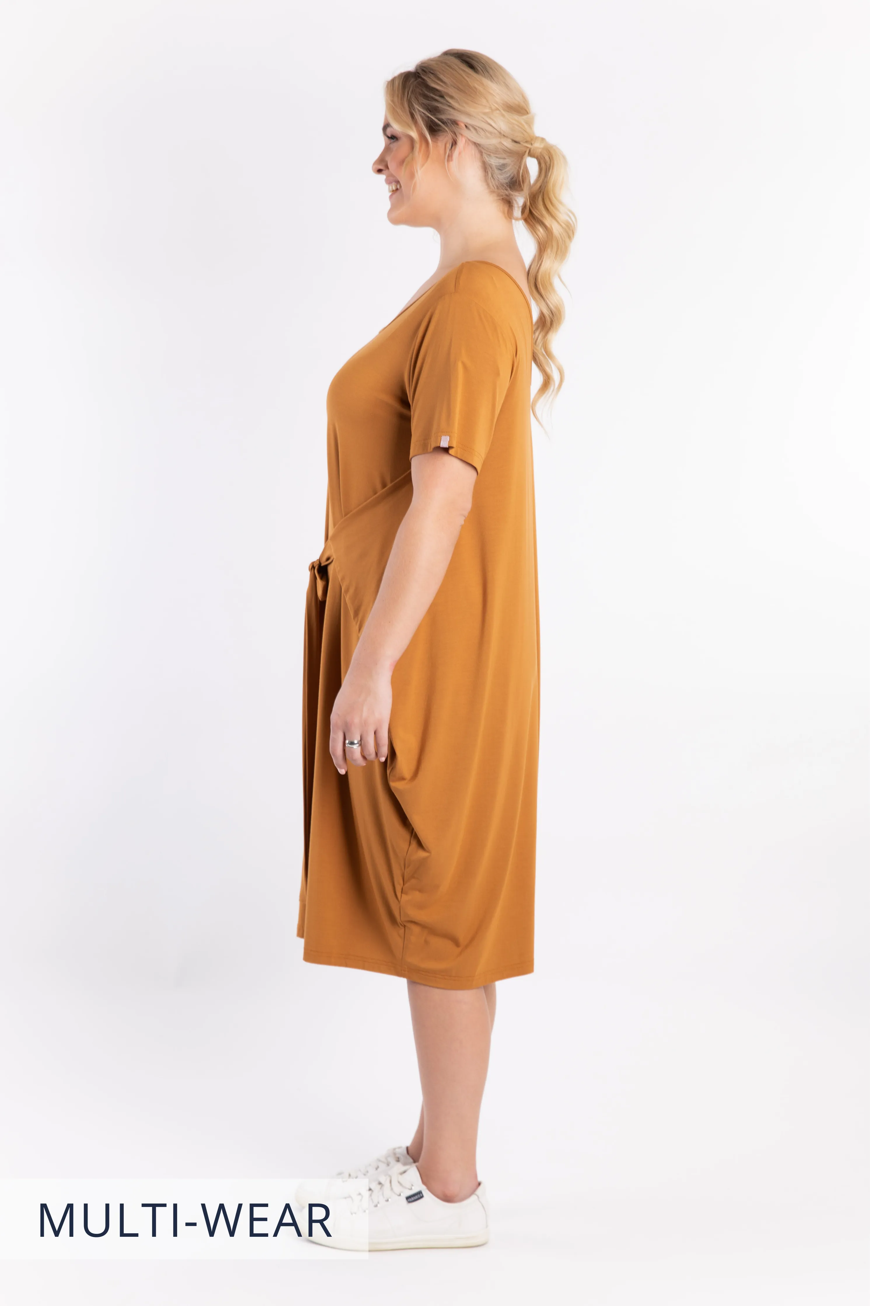 Short Sleeve Tidal Midi Dress | Outback Sand | FINAL SALE