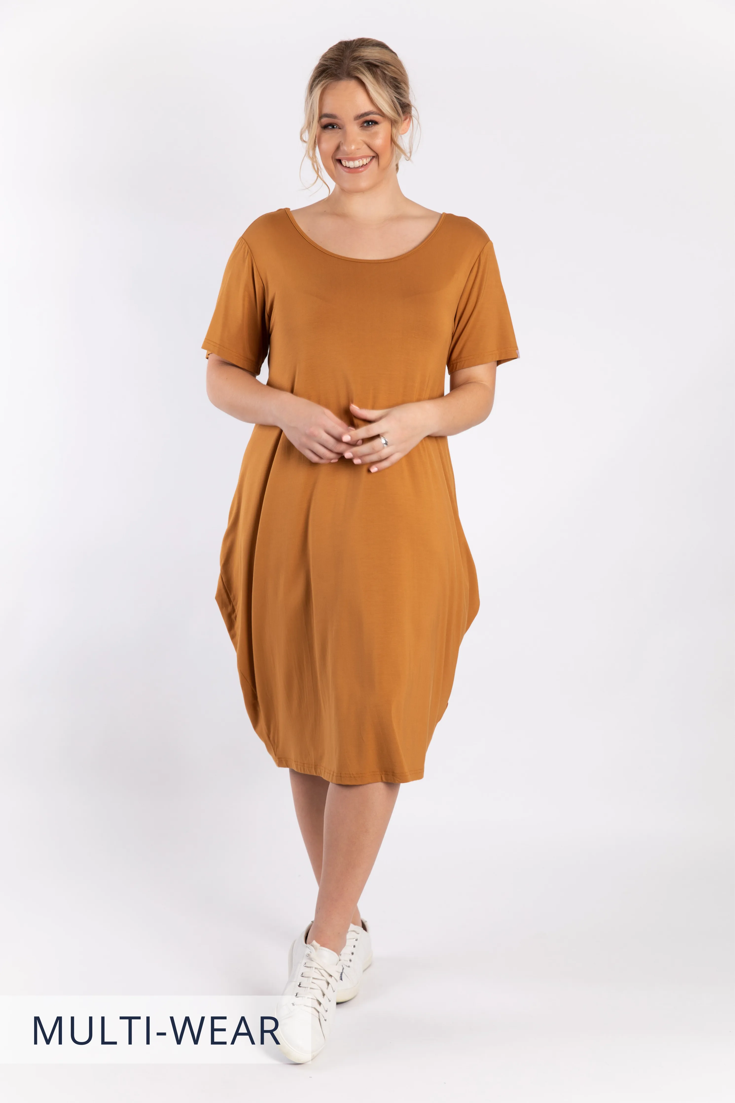 Short Sleeve Tidal Midi Dress | Outback Sand | FINAL SALE