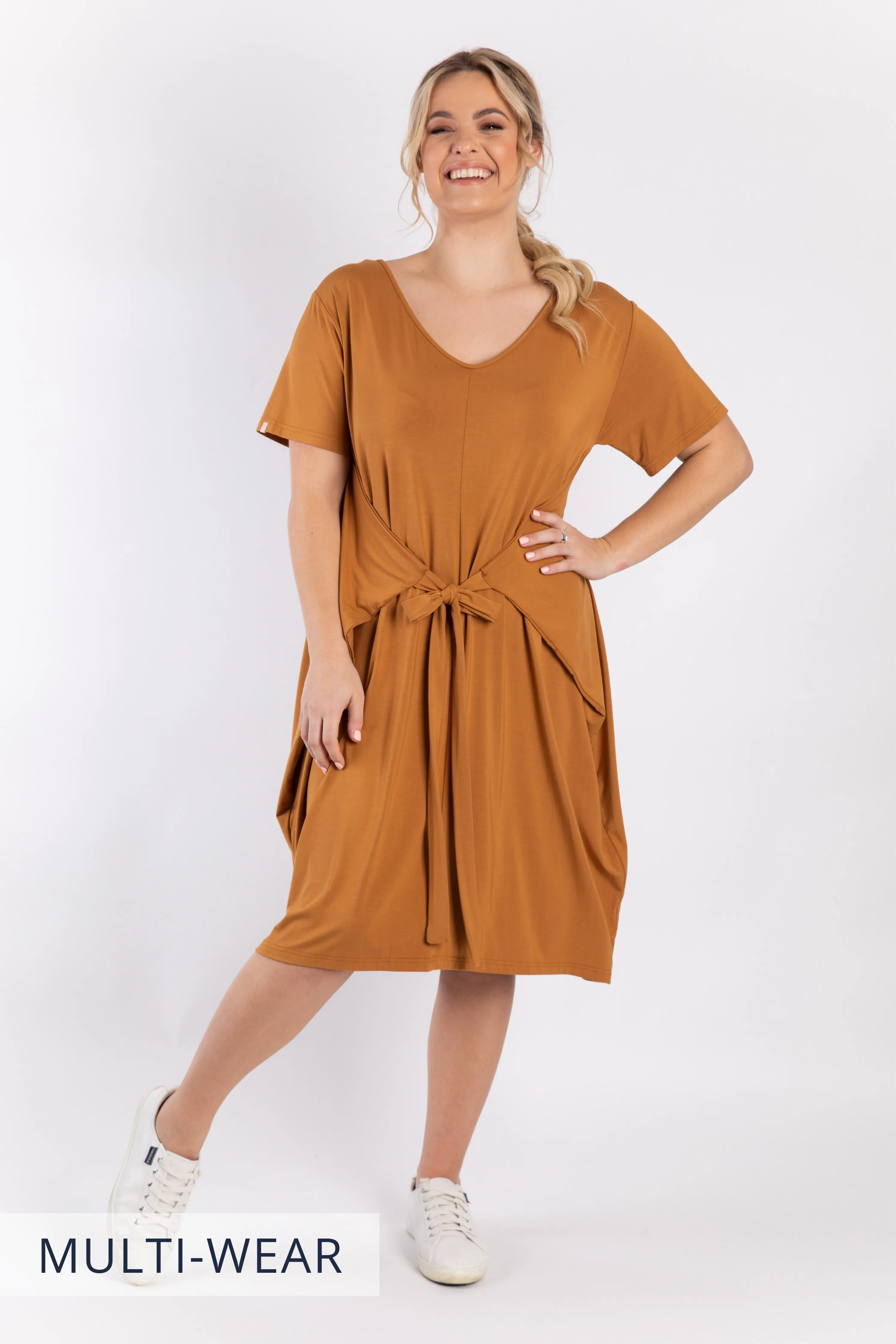 Short Sleeve Tidal Midi Dress | Outback Sand | FINAL SALE