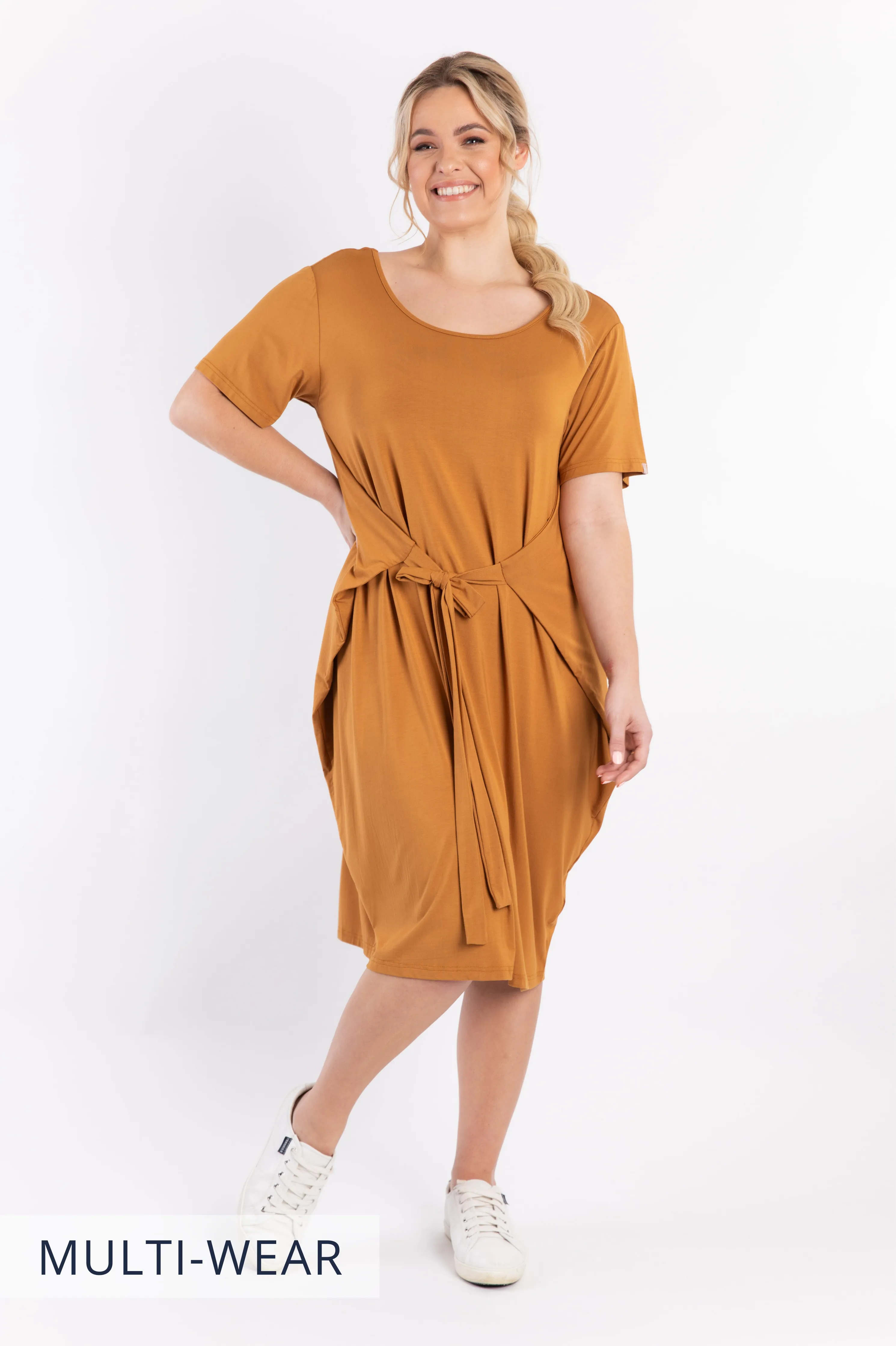 Short Sleeve Tidal Midi Dress | Outback Sand | FINAL SALE