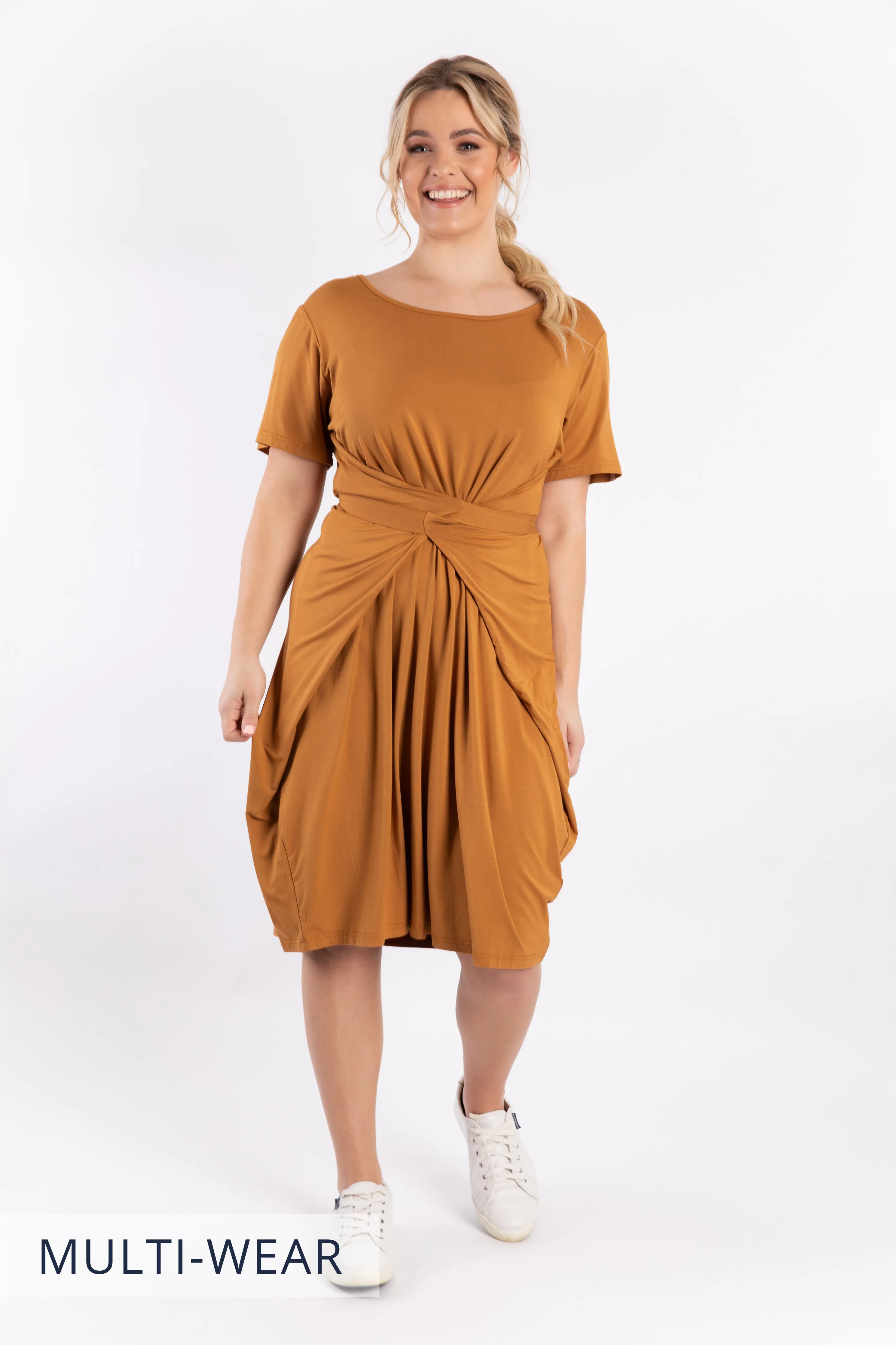 Short Sleeve Tidal Midi Dress | Outback Sand | FINAL SALE