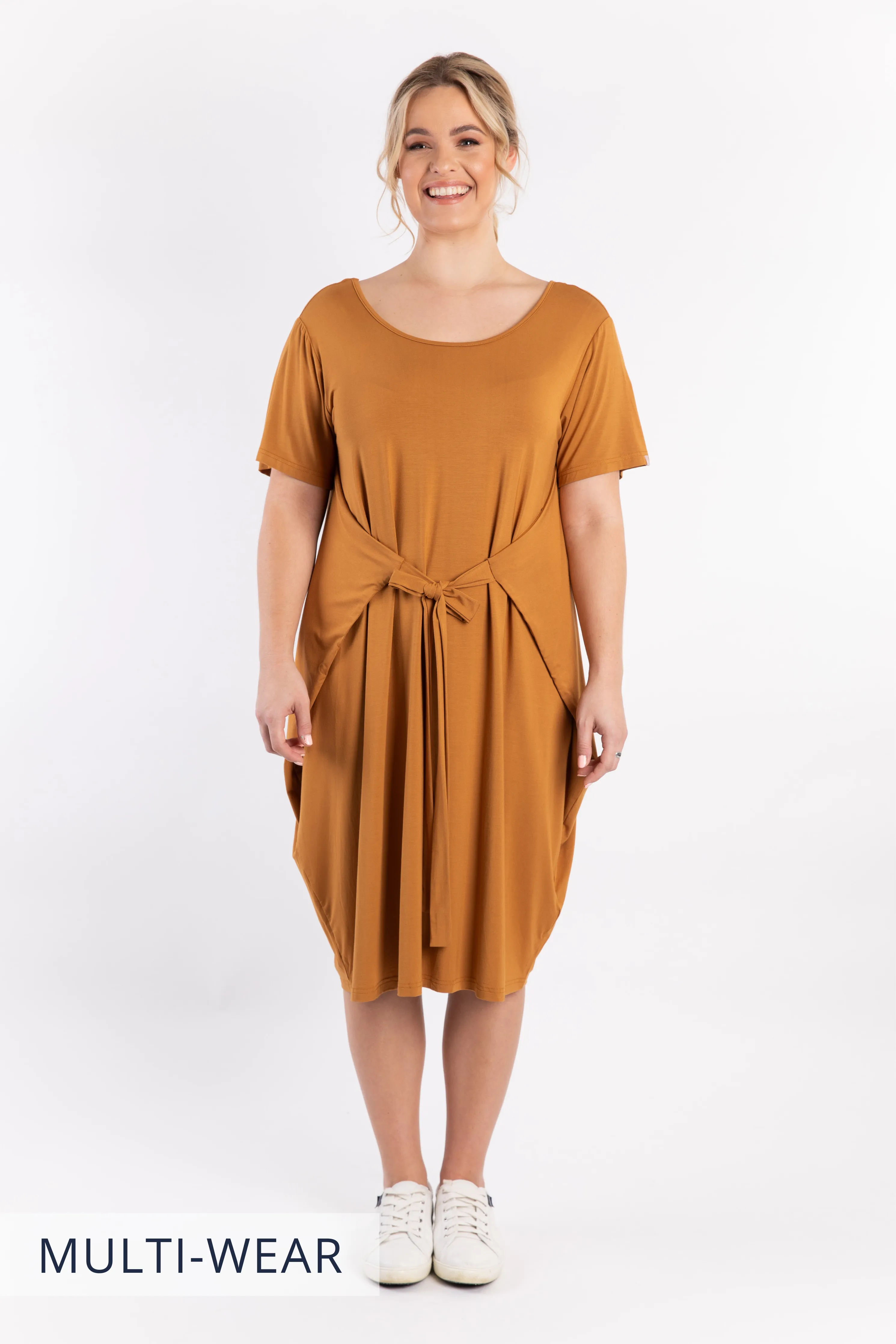 Short Sleeve Tidal Midi Dress | Outback Sand | FINAL SALE