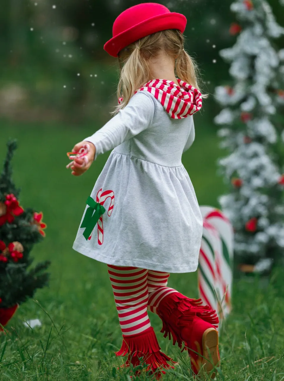 Sweet As Candy Canes Tunic, Scarf, And Legging Set