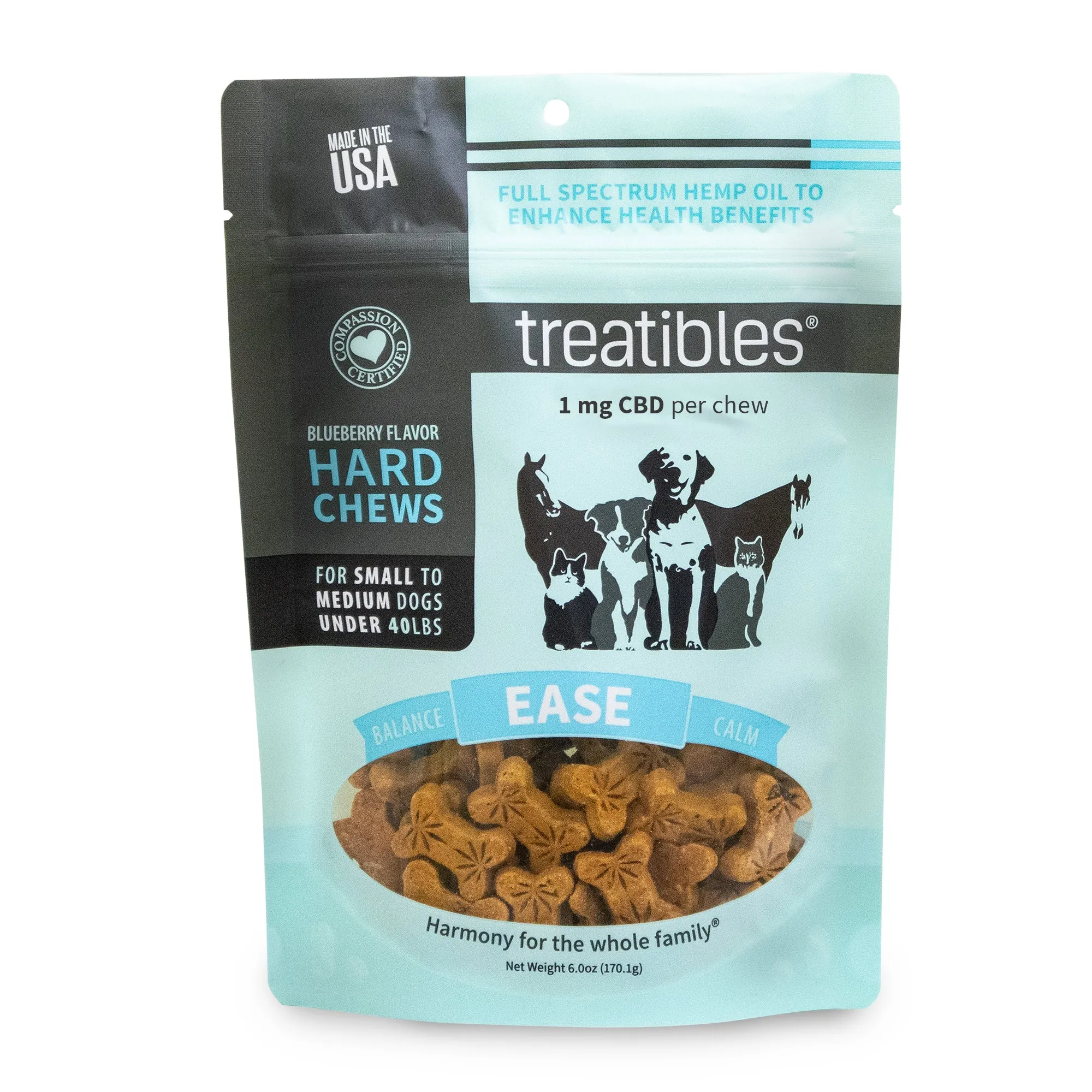 Treatibles® Full Spectrum Hemp 1mg Hard Chews - Small/Medium Dogs