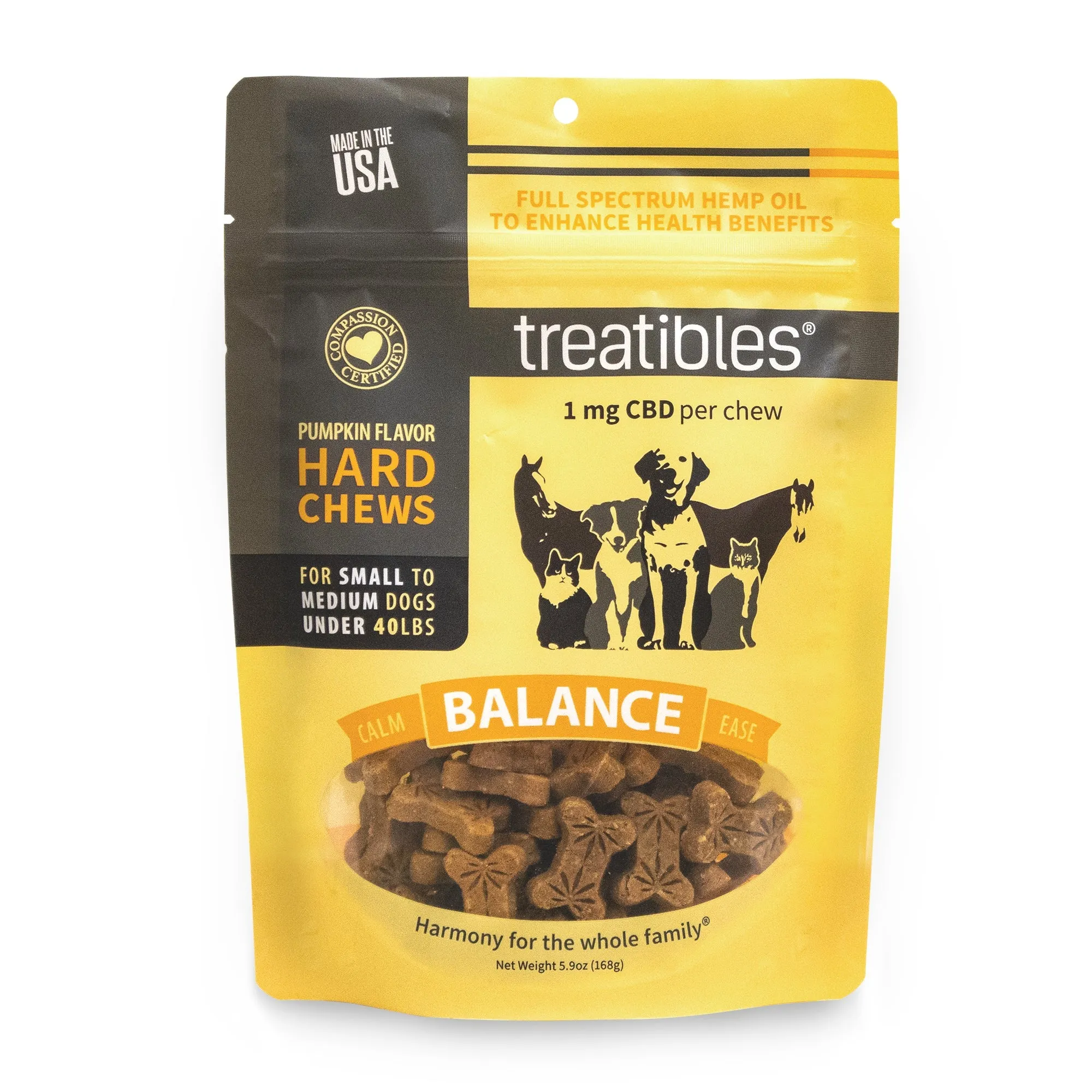 Treatibles® Full Spectrum Hemp 1mg Hard Chews - Small/Medium Dogs