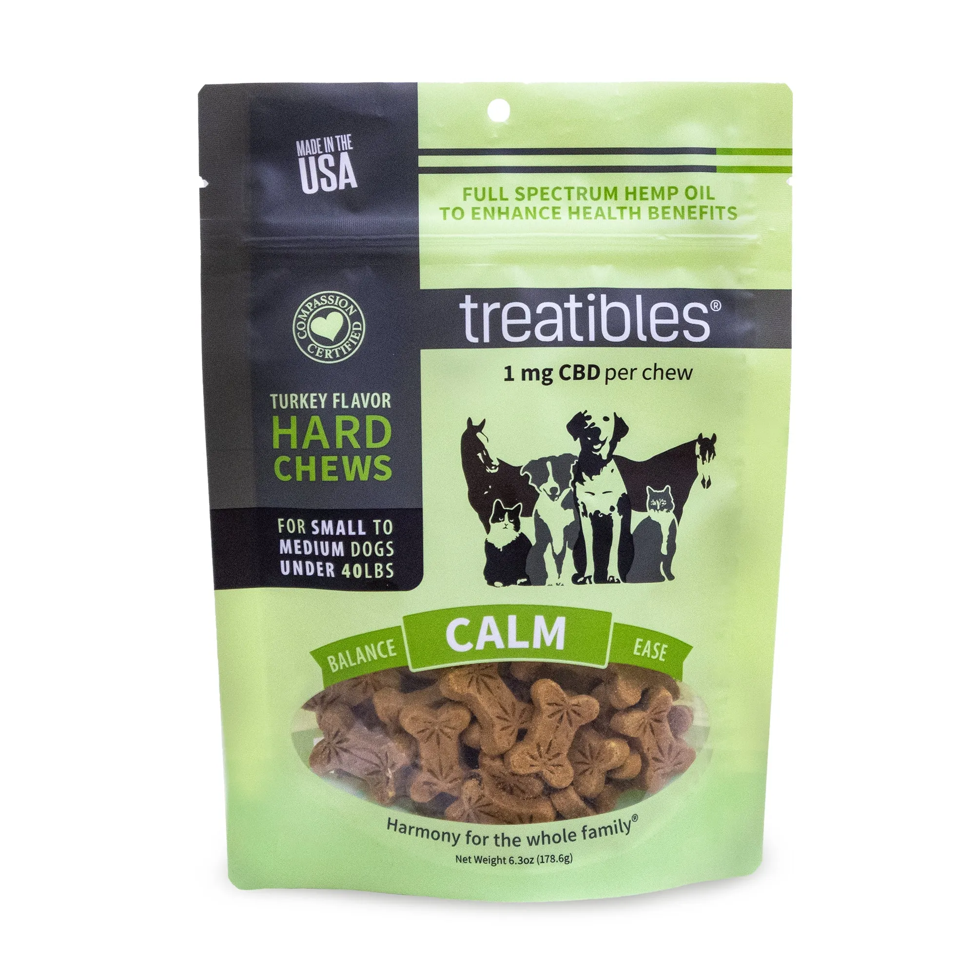 Treatibles® Full Spectrum Hemp 1mg Hard Chews - Small/Medium Dogs