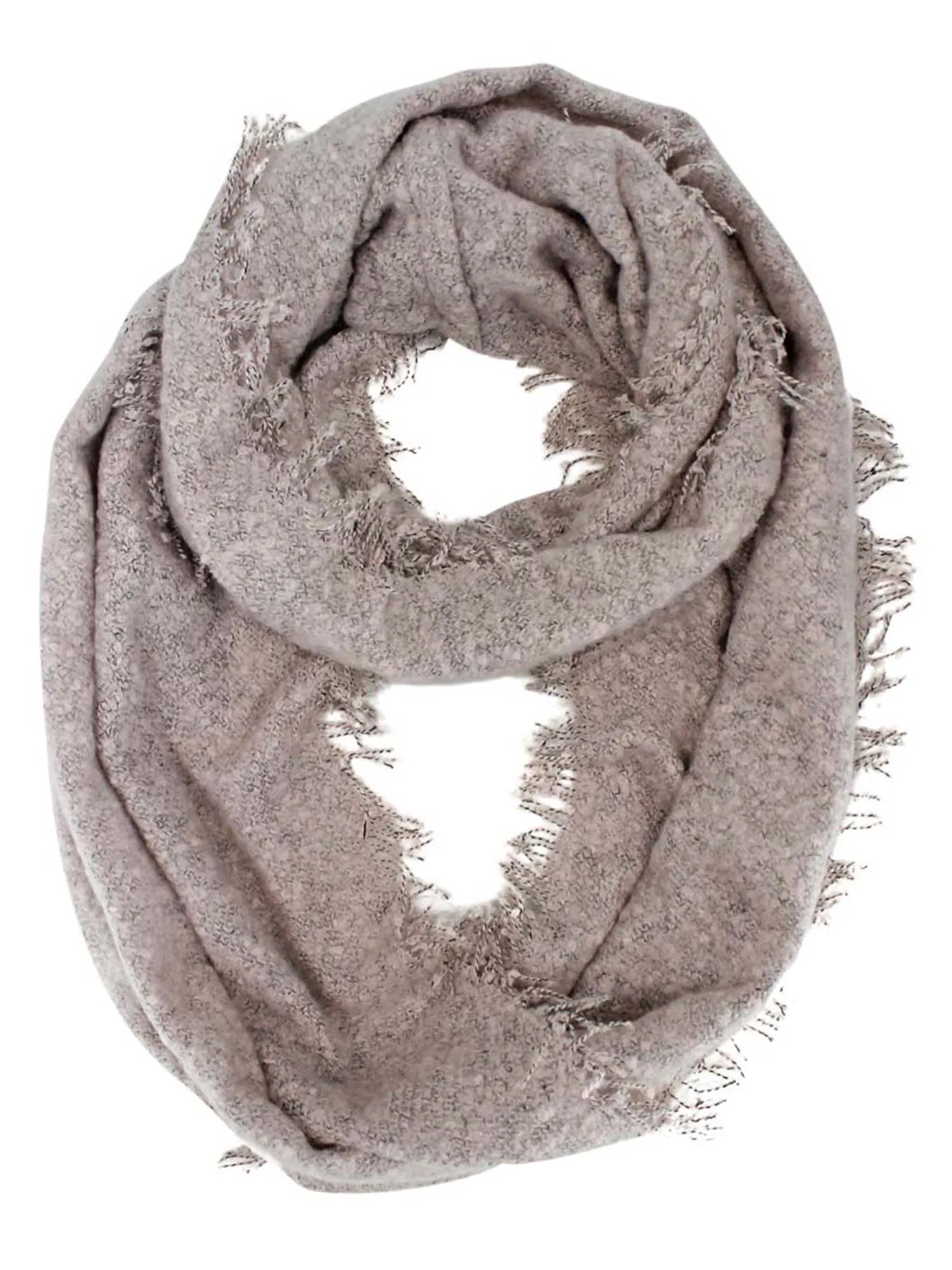 Unisex Winter Infinity Scarf With Frayed Edge