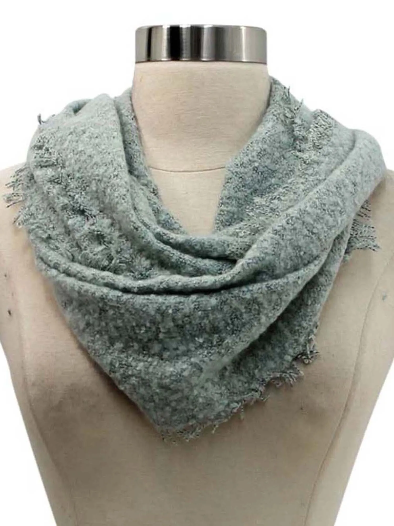 Unisex Winter Infinity Scarf With Frayed Edge