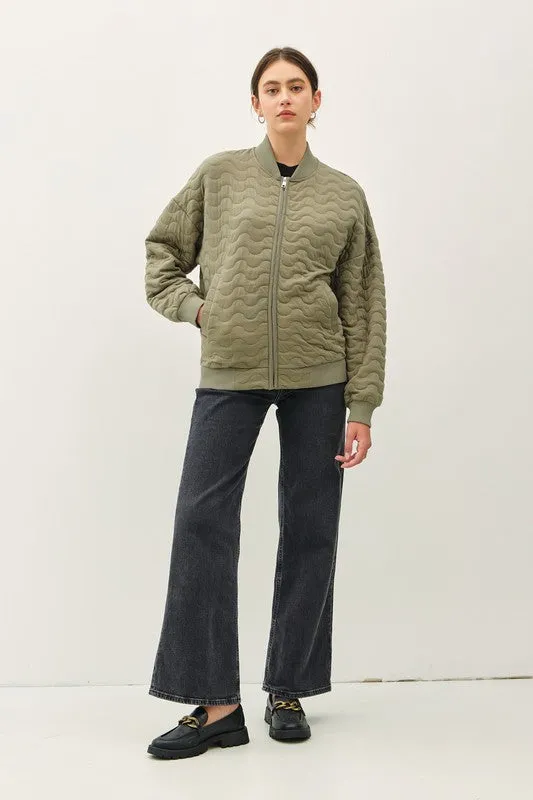 Waitlist 12/7 ♥ Isabella Long Sleeve Quilted Bomber Jacket Olive