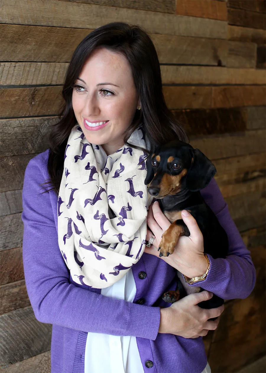 Women's Dachshund Doxie Dog Infinity Circle Loop Scarf