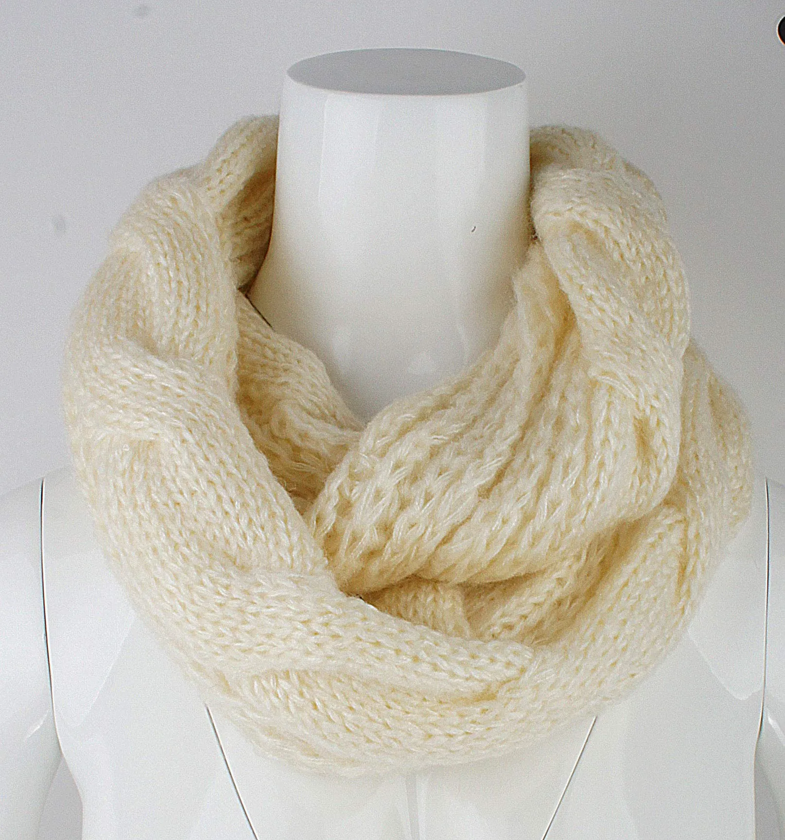 Womens Thick Ribbed Knit Winter Infinity Circle Loop Scarf