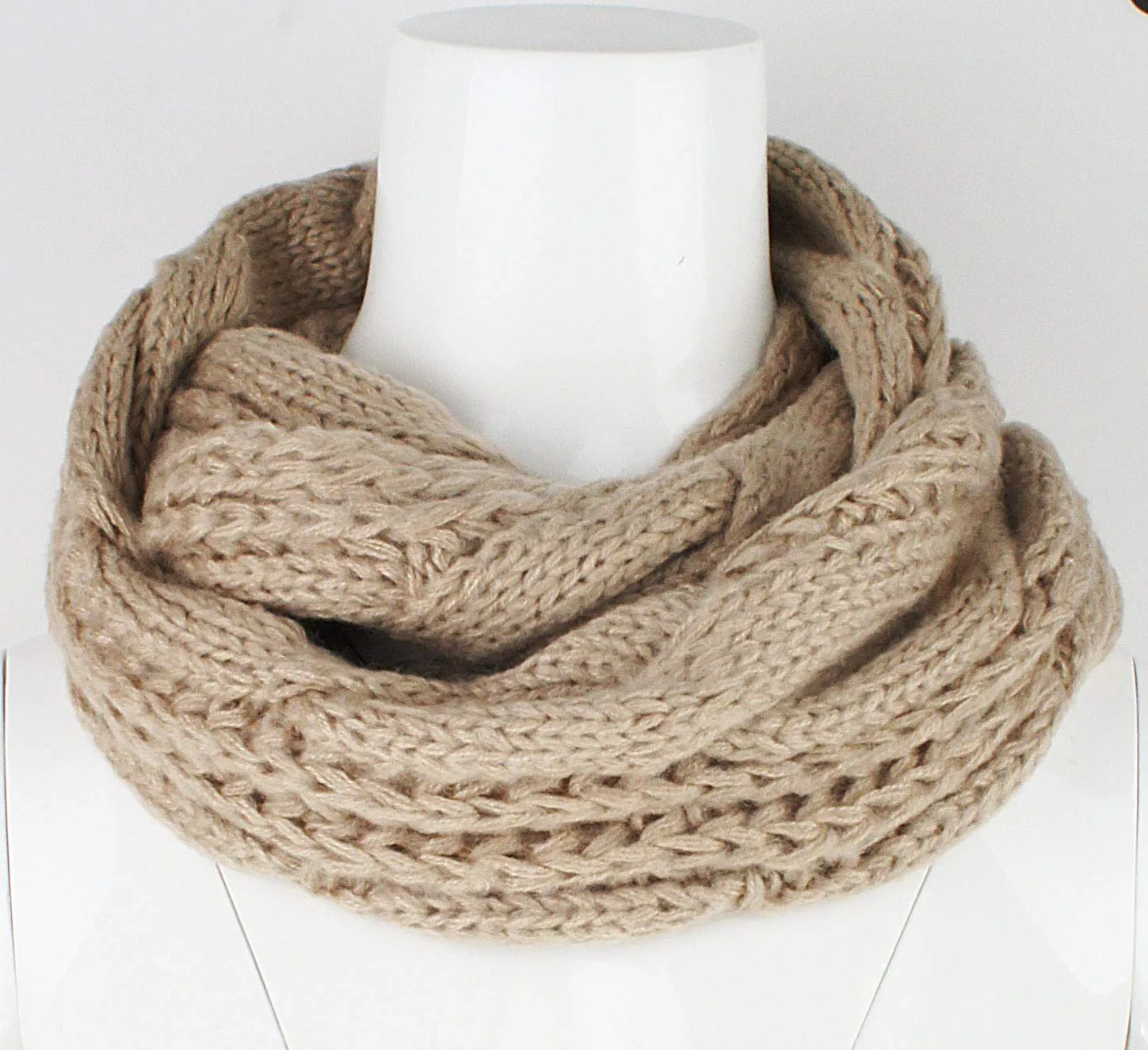 Womens Thick Ribbed Knit Winter Infinity Circle Loop Scarf