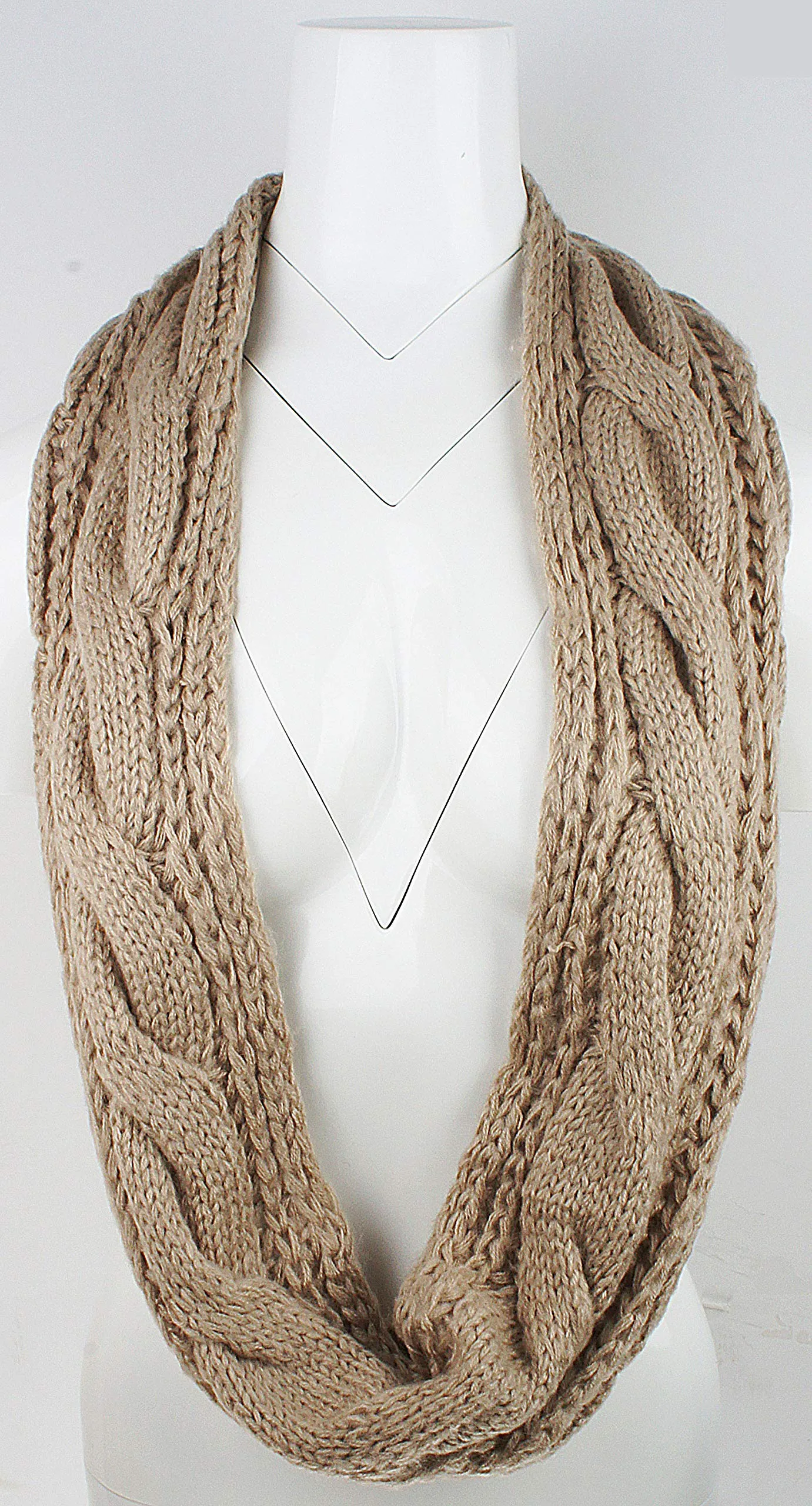 Womens Thick Ribbed Knit Winter Infinity Circle Loop Scarf