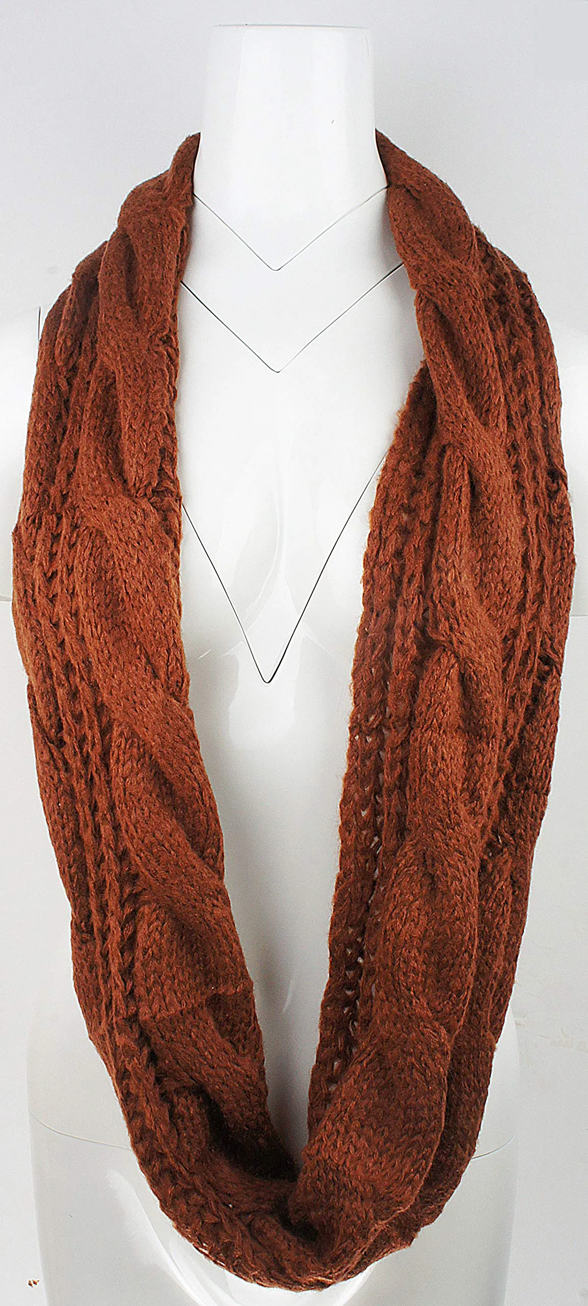 Womens Thick Ribbed Knit Winter Infinity Circle Loop Scarf