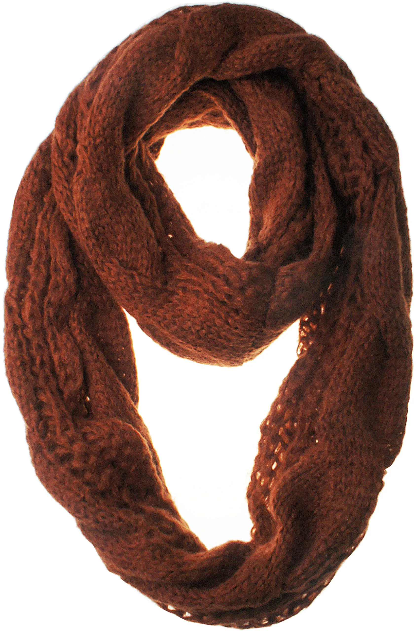 Womens Thick Ribbed Knit Winter Infinity Circle Loop Scarf